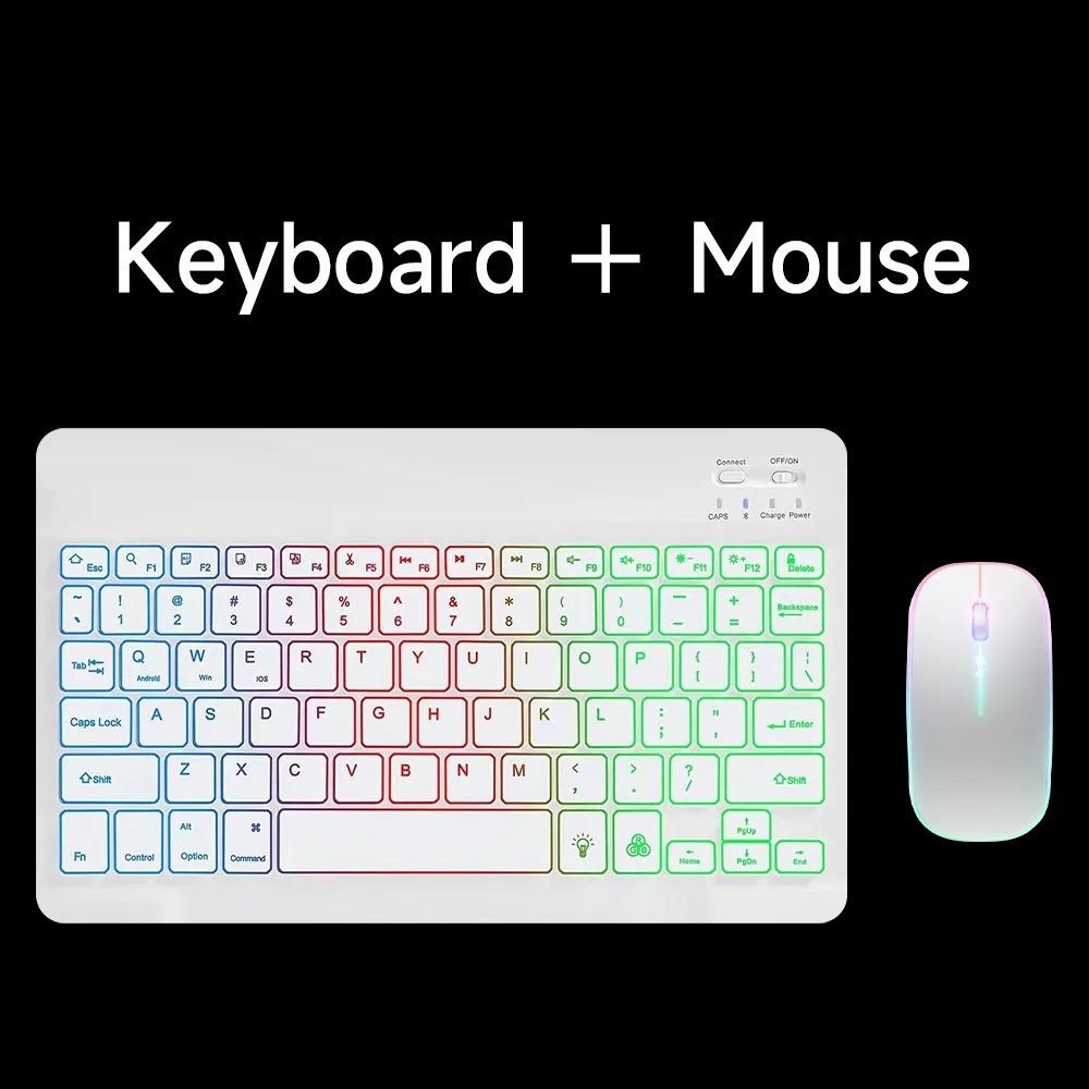 10inch RGB Backlit Rechargeable  Bluetooth Keyboard Mouse Wireless Keyboard Bluetooth Mini Keyboard for Spanish Russian Keyboard