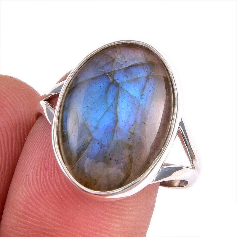 

Ювелирное кольцо из чистого серебра 925 пробы с натуральным лабрадоритом S.9.5 A8F50