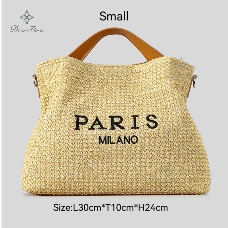 

Women Fashion Letter Straw Shoulder Crossbody Bag Handwoven Pp Straw Handbag Casual Holiday Summer Beach Large Capacity Tote Bag