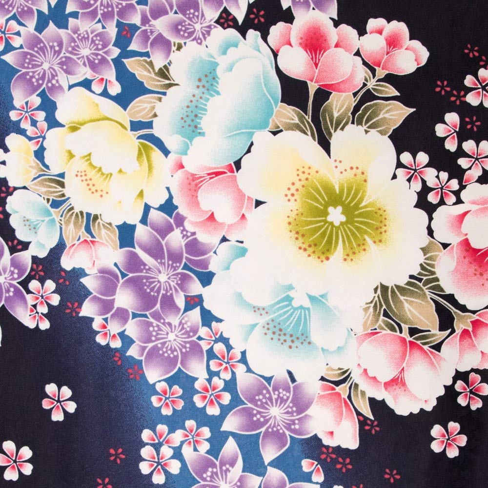 KYOETSU Gorgeous Hakama Set for Graduation Ceremonies Gorgeous Floral Size Women's (Size A) (1. Indigo-Purple Design, M)