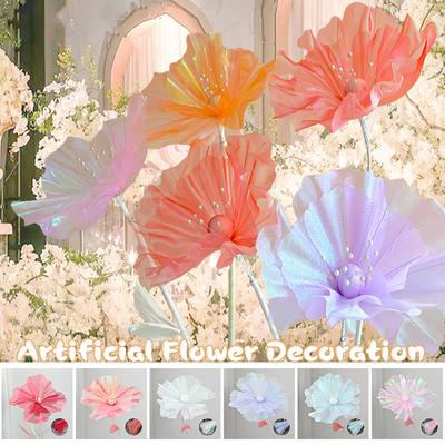 Large Artificial Realistic Silk Flower Wedding Stage Layout Gauze Flowers Floor Display Shopping Mall Party Decor Fake Flowers