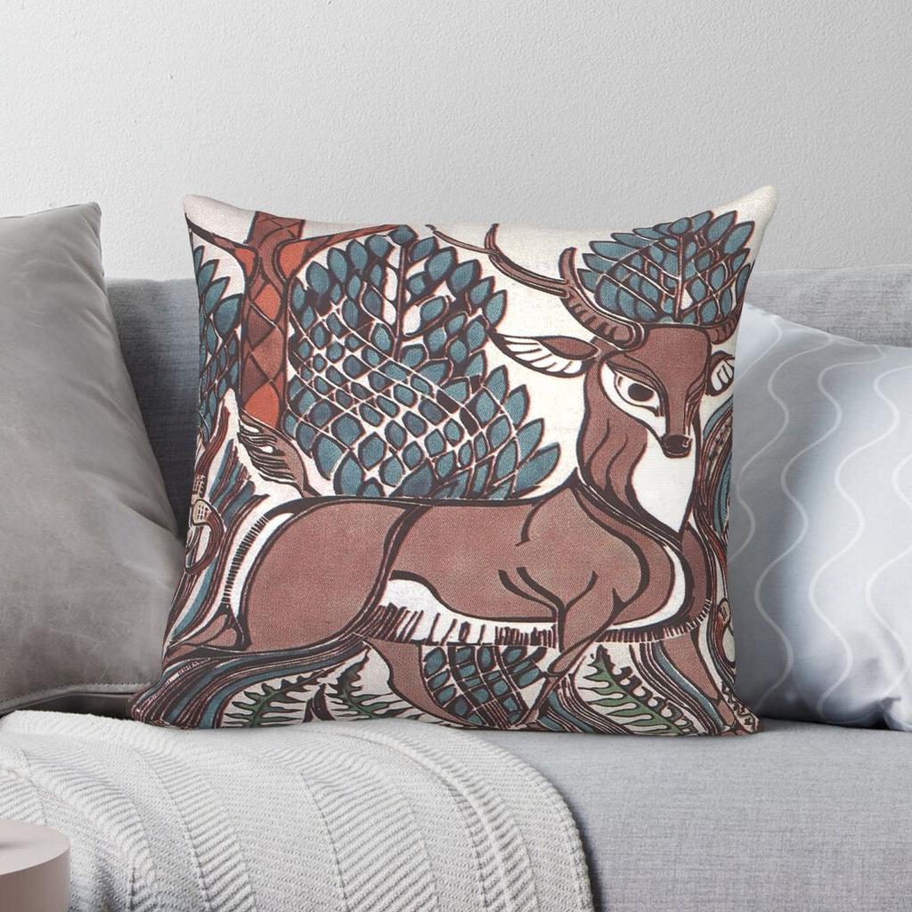 Walter Inglis Anderson Deer Pillowcase Polyester Linen Velvet Pattern Zip Decor Sofa Seater Cushion Cover
