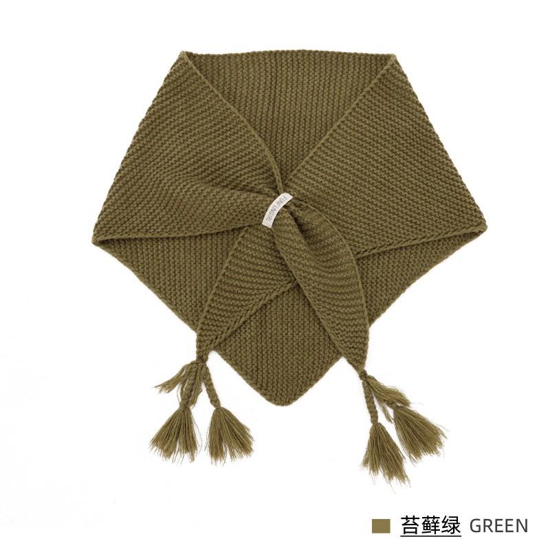 Knitted Wool Blend Scarf - Luxurious Cashmere Feel Triangle Shawl Women Thick Warm Winter Accessory