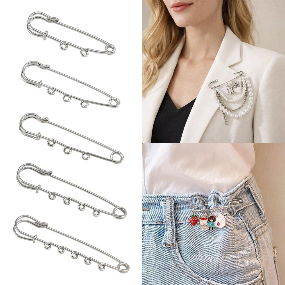 Silver Safety Brooch Pins Multi Holes Connectors DIY Charms Brooches Findings Accessories Shawl Adjuster Dress Decoration