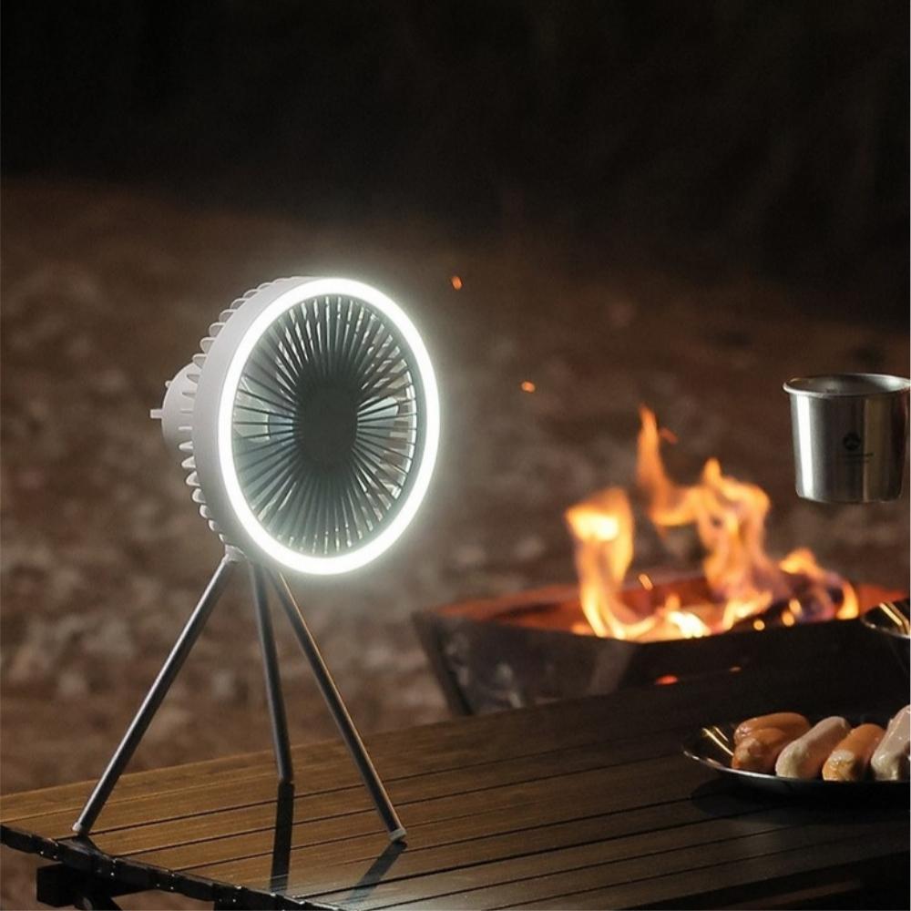 10000mAh Camping Fan Rechargeable Desktop Portable Circulator Wireless Ceiling Electric Fan with Power Bank LED Lighting
