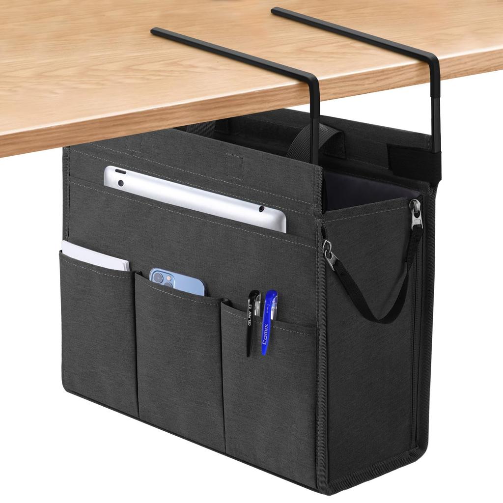 MASTLU Hanging Box Under Table Storage Cabinet Bag Compatible with A4 Laptops Under Desk Storage Portable Under Desk Hanging Magazine Rack Table Rack