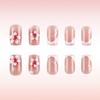24Pcs Square Fake Nail Press On Nail Artificial Nail False Nail Glues On Nail with Flower Designs French Nail Tips