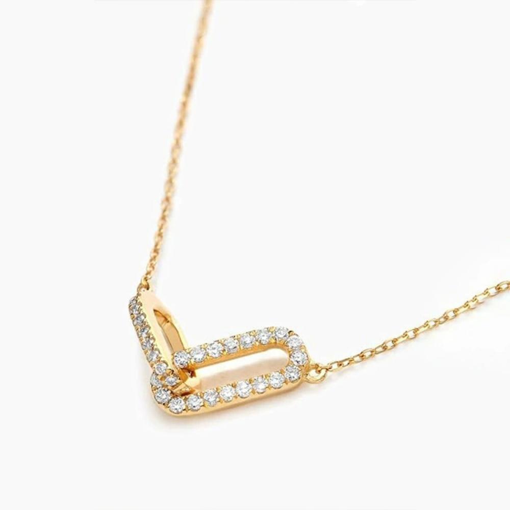 

New dual ring geometric collarbone chain with niche design, light luxury and simple interlocking necklace