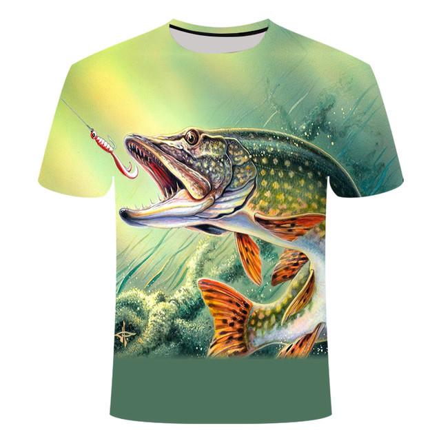 Chengyu Mannen Visser Grap T-shirt Grappige Verjaardagscadeaus Cadeau Voor Vader T-shirt 3D Tonijn Vis Bedrukt T-shirt Tops 3XL