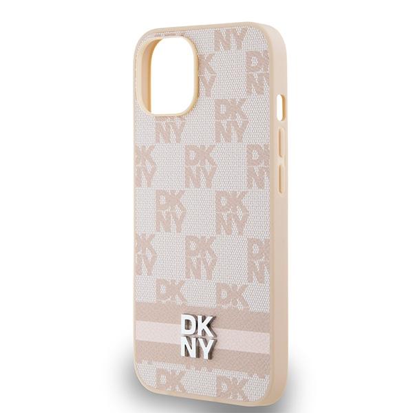 Dkny Dkhcp15Mpcptssp Iphone 15 Plus /14 Plus 6.7 Różowy/Pink Twarde Etui Skórzane Wzór Szachownicy Mono & Nadrukowane Paski