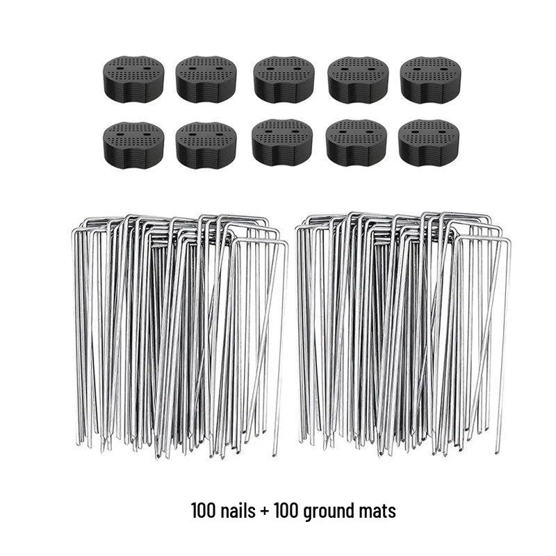 Galvanized U-Shaped Ground Nail with 15cm Plastic Washer - Windproof Lawn, Tent, and Weed Barrier Fixing Nail
