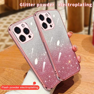 Fashion Plating Gradient Glitter Case For iPhone 15 Pro Max 14 Plus 13 12 Mini 11 X XR Xs 7 8 SE 2022 Silicon Protect Back Cover