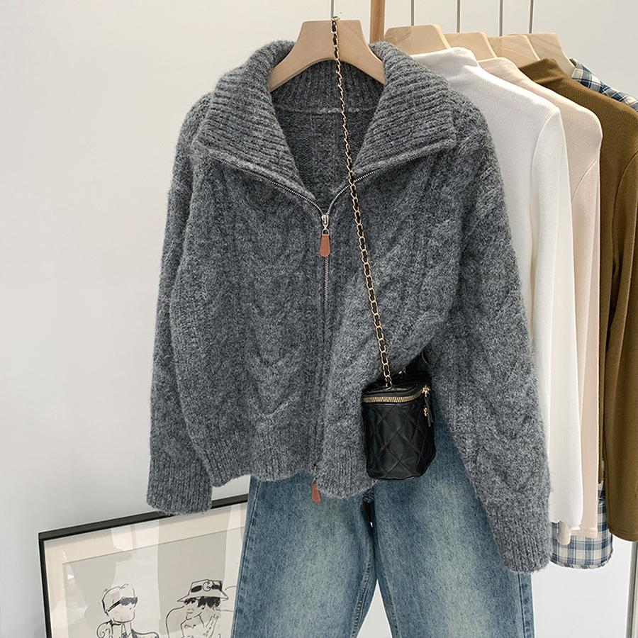 Oversized Chunky Cable Knit Sweater Coat for Women, Autumn Winter High-End Casual Knit Cardigan Top