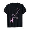 Pink Poodle Heart Line Art Men's Graphic T-Shirt Breathable Short Sleeve Casual Tee