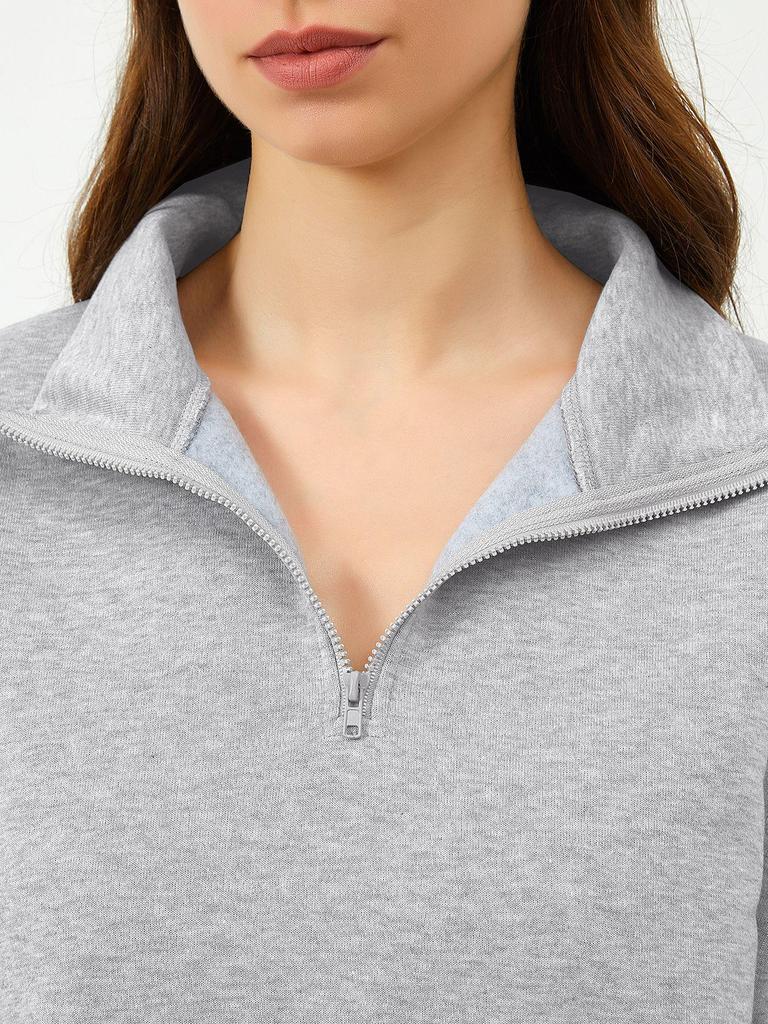 European & American Half-Zip Fleece Pullover: Long-Sleeved Sweatshirt with Half-High Neck for Autumn and Winter.