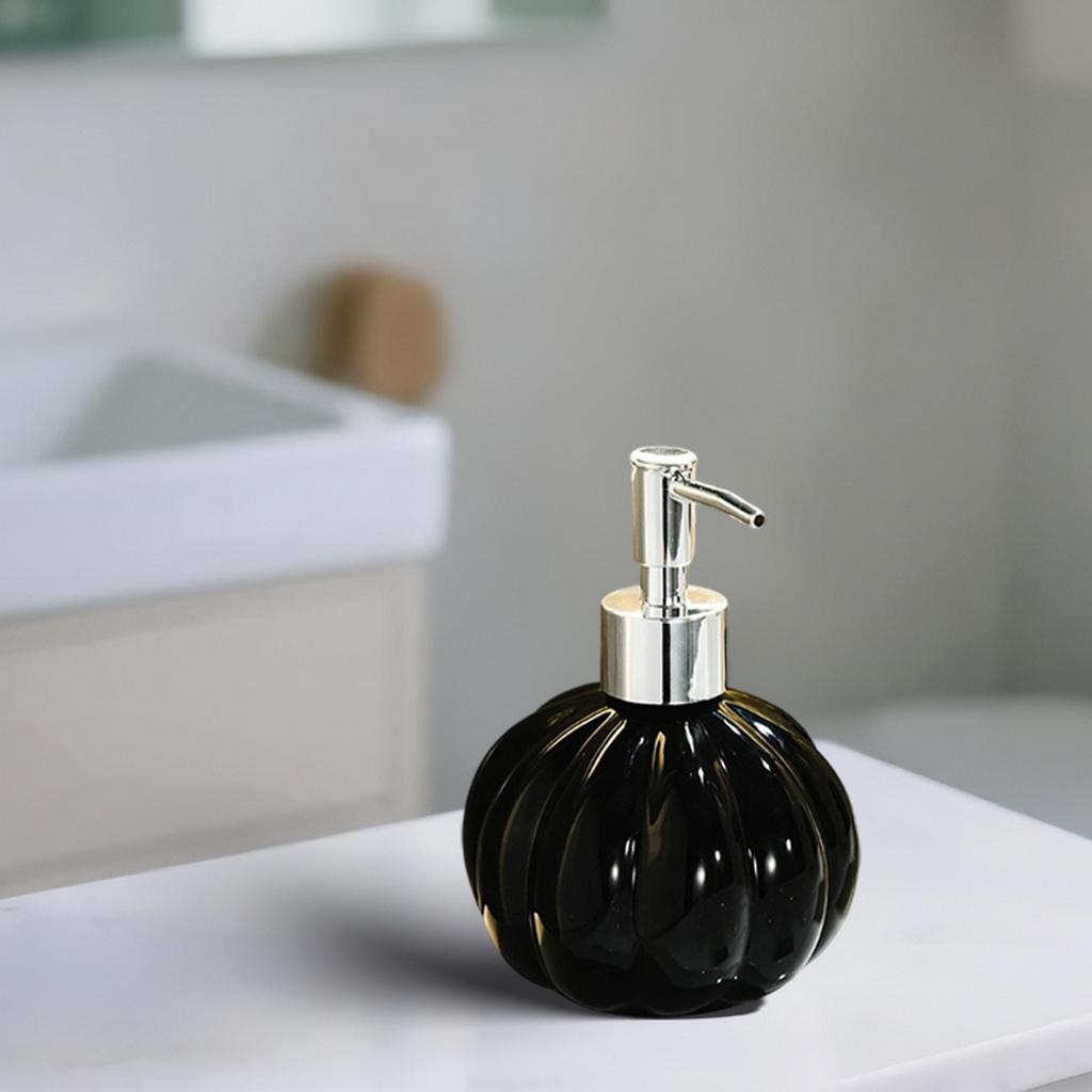 Elegant Ceramic Soap Dispenser Pump Bottle with Stylish Ribbed Pattern for Bathroom and Kitchen Countertop Decoration