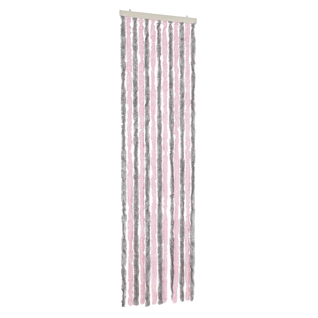 Fly Screen Curtain in Silver Gray and Pink 56 x 185 cm Chenille
