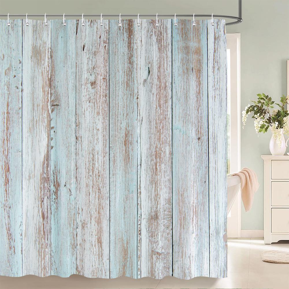 

Ткань для душевой шторы под старое дерево, занавески для ванной, европейский ретро, водонепроницаемый полиэстер, декор, ширма для ванной с 12 крючками W180xH200cm-70x78in