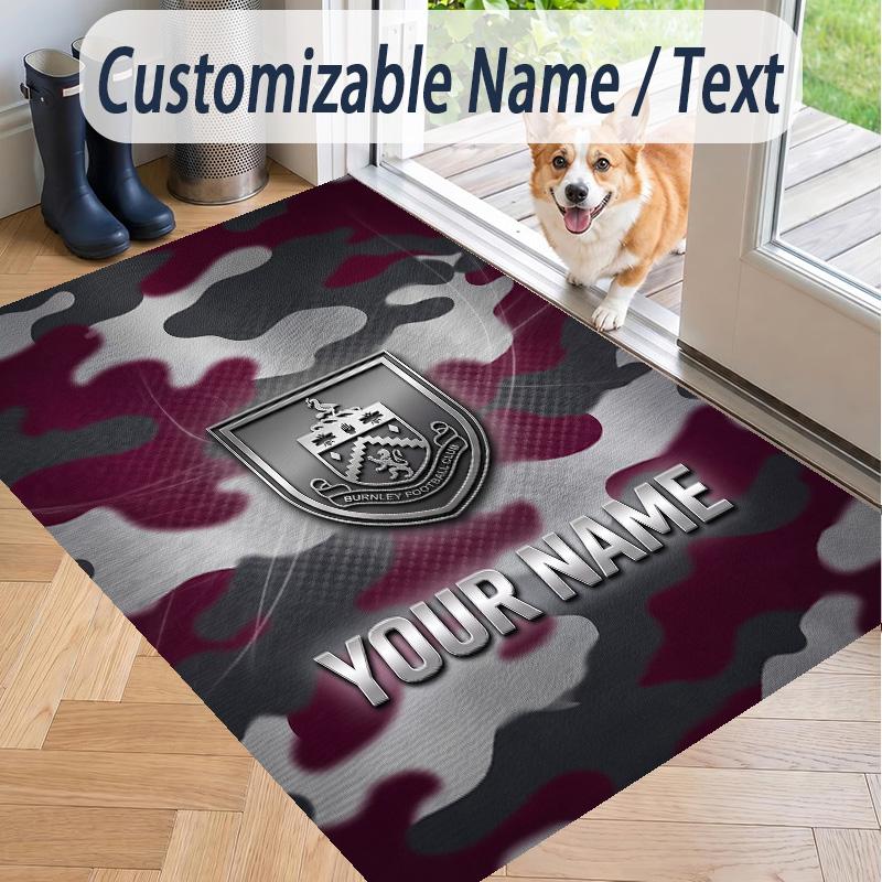 Custom Text Printed Rug Burnley Football Non Slip Floor Carpet For Home Room Decor