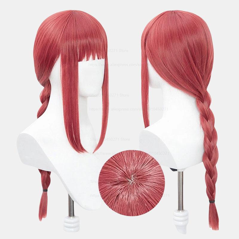 Hoge Kwaliteit Anime Chainsaw Man Makima Cosplay Pruik Lang Rozenrood Hittebestendig Synthetisch Haar Halloween Rollenspel Pruiken + Pruikenkap One Size brown