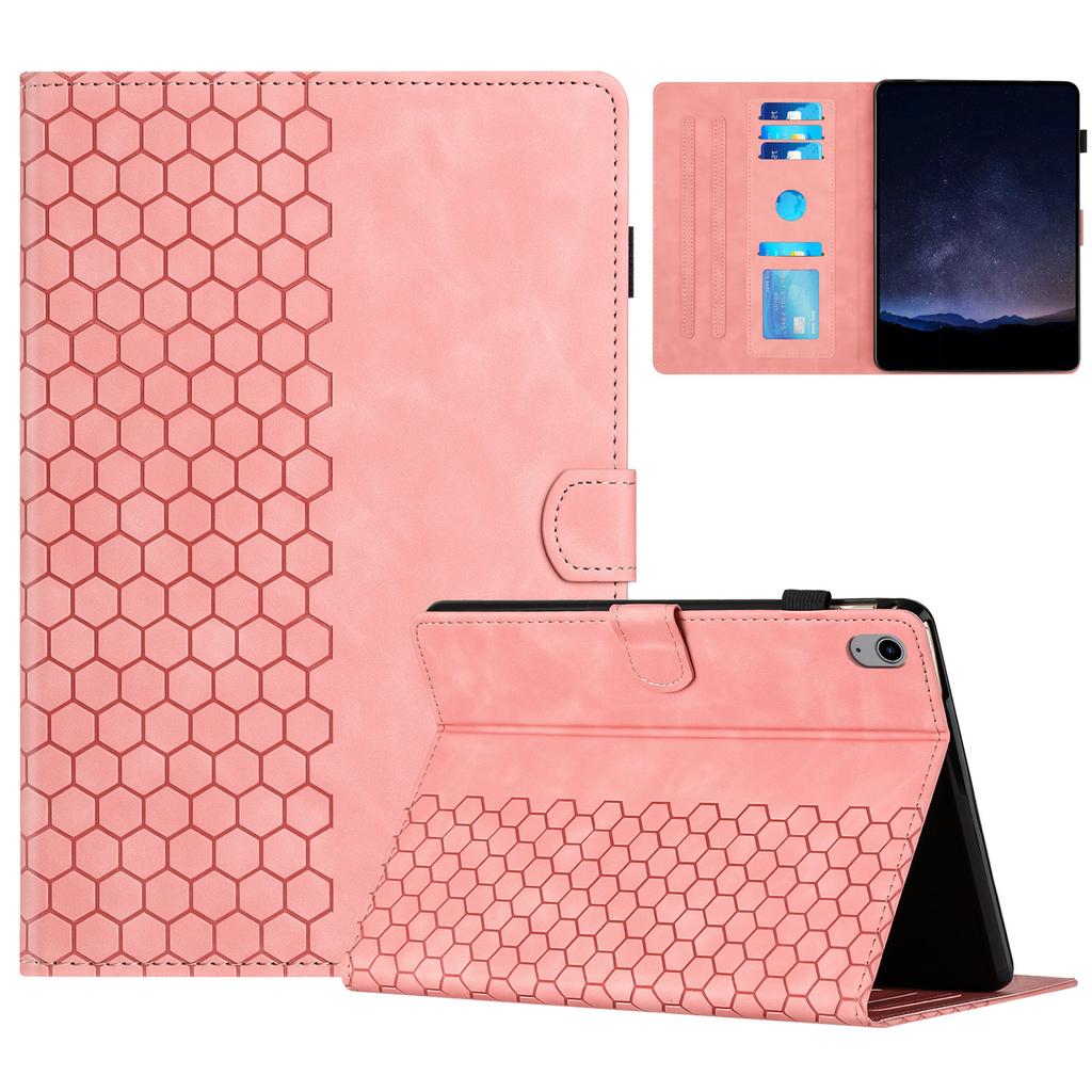 For iPad (2025)/10.9 (2022) Case Honeycomb Printed Leather Tablet Cover with Card Slot