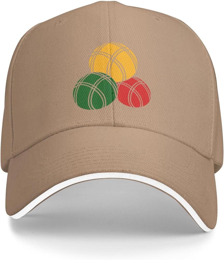 Bocce Balls Lover Graphic Baseball Cap Polyester Adjustable Sandwich Style Sports Hat for Adults