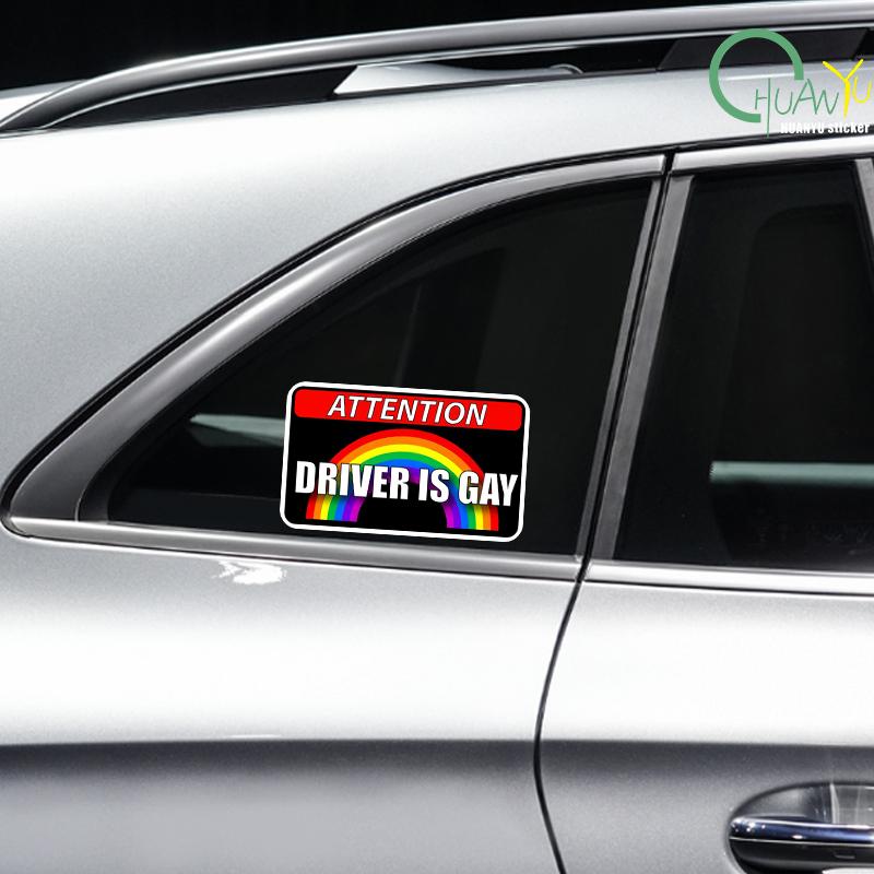 Driver Is Gay Car Hood Creative Decals Auto Both Side Body Cover Scratches Stickers Window Trunk Logo Attention Mark