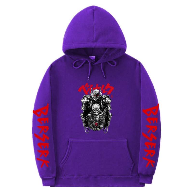 Berserk Anime Hooded Fleece Sweatshirt Men Unisex Streetwear Oversized Pullover Casual Sportswear
