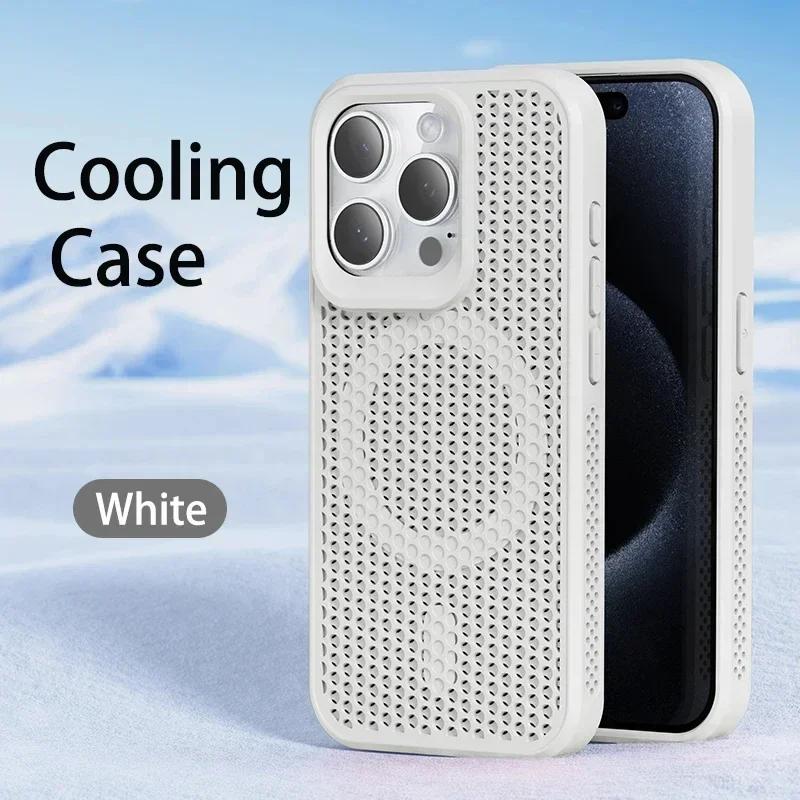 Cooling Heat Dissipation For Magsafe Magnetic Case For iPhone 17 16 14 15 13 12 11 Pro Max Mesh Breathable Grid Matte Hard Cover