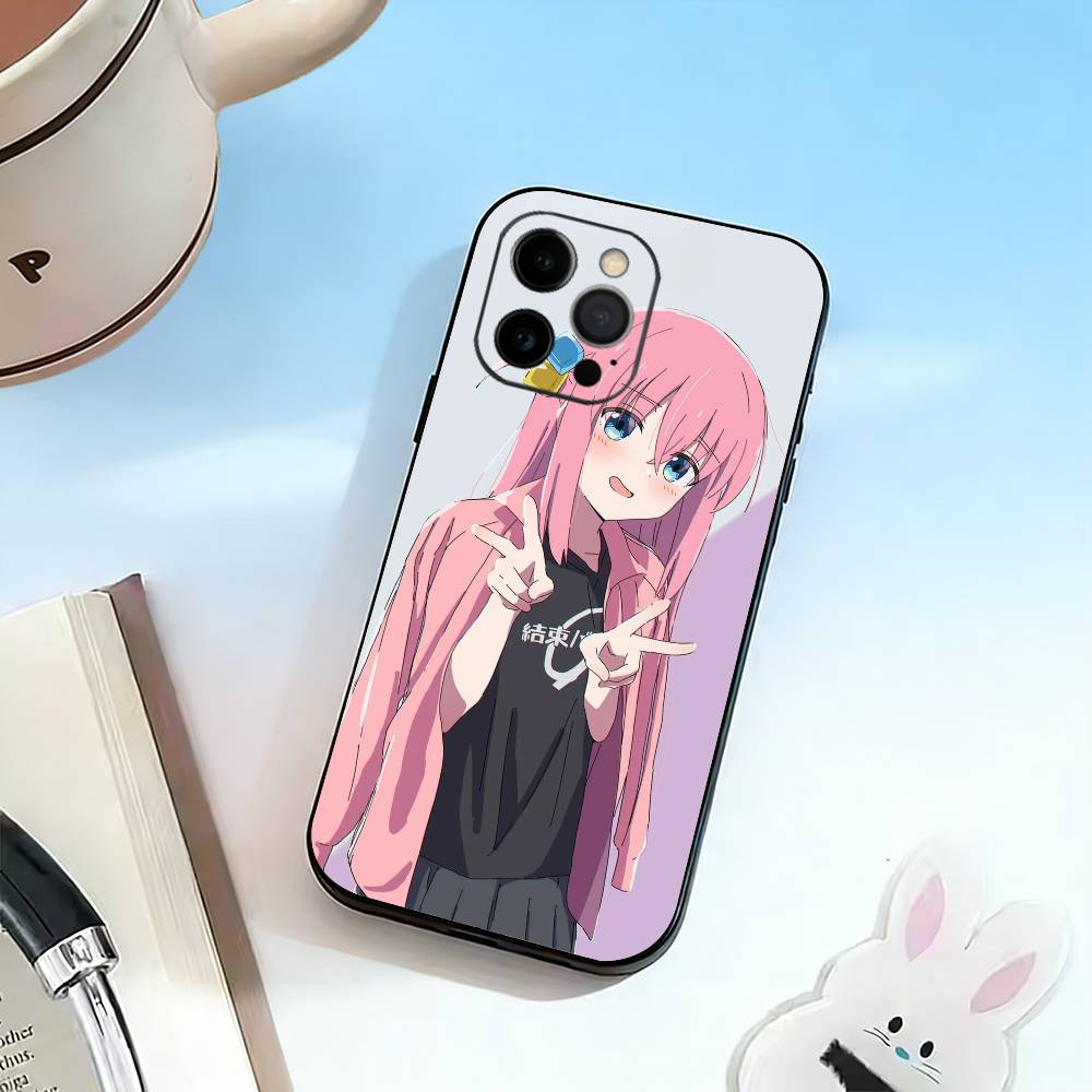 Anime B-Bocchi the Rock Hitori G-Gotoh  Phone Case For iPhone 17,16,15,14,13,12,11 Plus,Pro Max,XS,Soft Silicone Black Cover