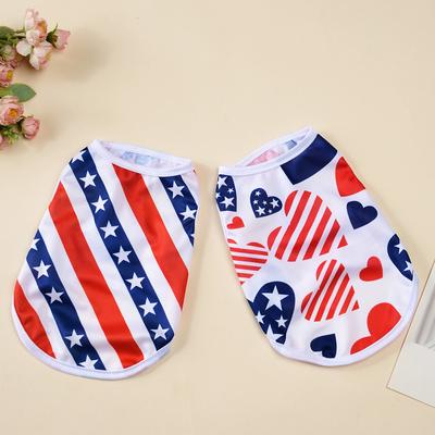 Summer Dog Vest T-shirt For Small Medium Dogs Cats Independence Day July 4th Festival Party Pet Clothes Chihuahua Pug Costume
