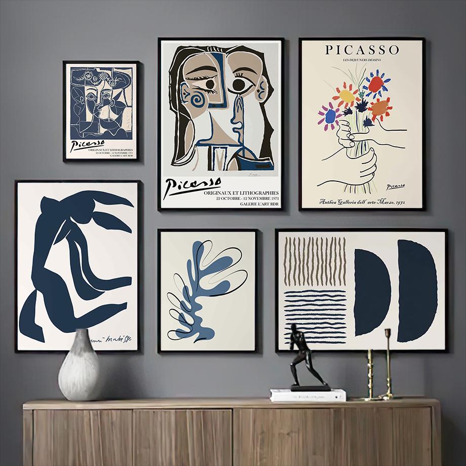 Abstract Picasso Vintage Posters And Prints Line Face Rainbow Leaves Wall Art Canvas Painting Pictures Living Room Home Decor