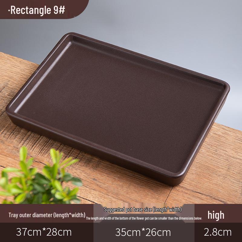 Purple Clay Ceramic Flower Pot Tray - Rectangular/Round Base for Water Catching Bonsai