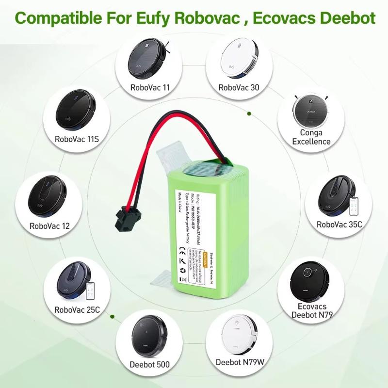 1Pcs For Conga Excellence 950 990 1090 1790 1990 Deebot N79S N79 Dn622 Eufy Robovac High-Quality 14.8V 6800Mah Li-Ion Battery