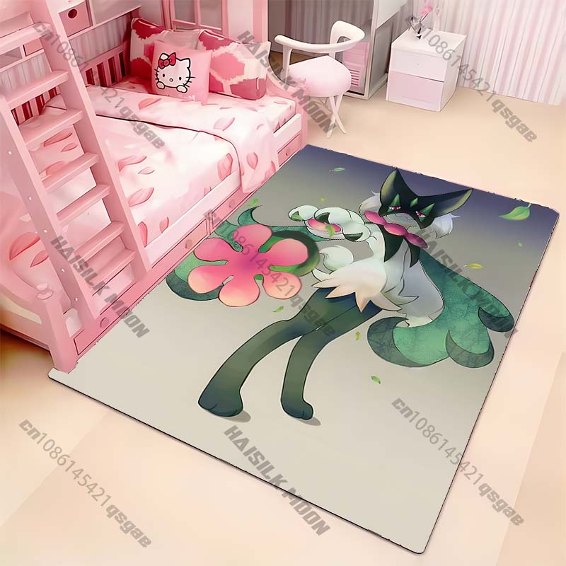1PC Japanese Anime Theme Carpet Pokemon Meowscarada Print Rug Living Rooms Bedroom Entrance Door Decor Mats, Next Day Shipping