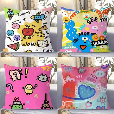 Dopamina Desenho Animado Fofo Sofá Simples Sala de Estar Suede Fronha Almofada Almofada Removível e Lavável Quarto