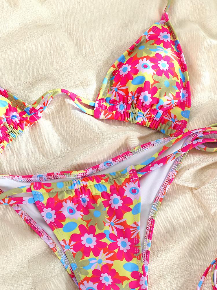 Dreieck Bikini Strings Badeanzug Damen Print Bademode Bandage Badeanzüge Floral Biquini Brasilianischer Badeanzug Strandbekleidung