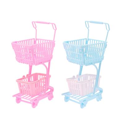 1/12 Dollhouse Mini Shopping Cart Supermarket Shopping Basket Model Dollhouse Supermarket Decoration Accessory Pretend Play Toy