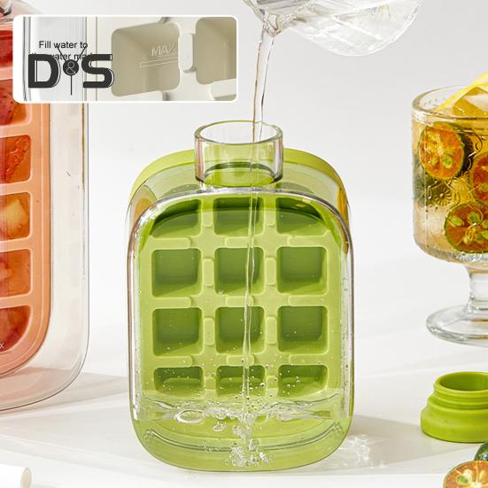 Water Bottle Ice Tray Press-to-Cold 2-in-1 Ice Cube Mold & Kettle Quick Ice Making Portable Bottle Easy Release Silicone Mold Touch-Free Freezer Cup