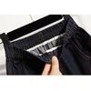 DIMANAF 2026 Spring Summer Plus Size Women Long Pants Denim Jeans Elastic Waist Oversize Loose Cotton Plaid Blue