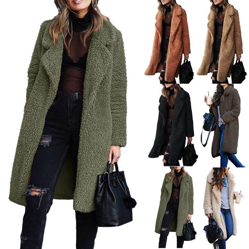 Jacket Ladies Women Long Teddy Bear Cardigan Coat Faux Fur Winter Outwear Warm