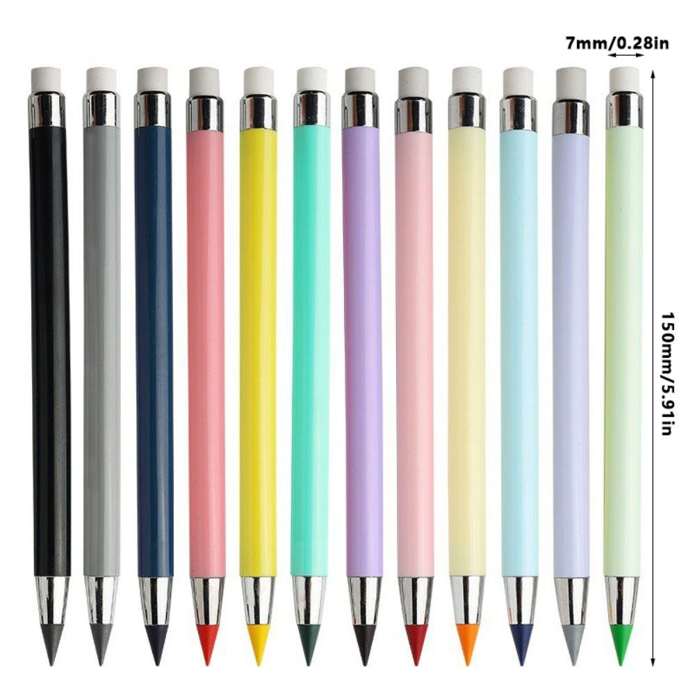 12pcs Macaron Color HB Colored Pencils Set With Eraser No Sharpening Eternity Pencils Drawing Sketching Pencil School Office