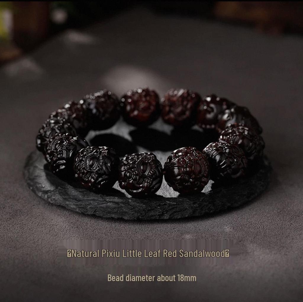Men's Red Sandalwood Pixiu Beaded Buddhist Bracelet Gift