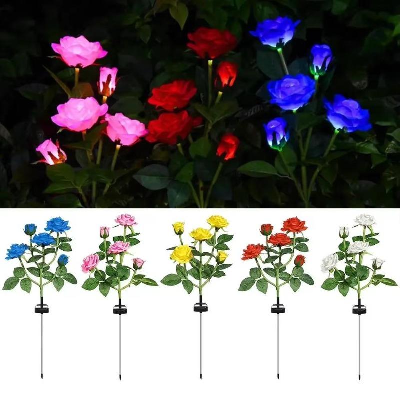 HeadeSolar Rose Light LED Garden Decoration Simulation Outdoor Waterproof Courtyard ParkGround Insertion Lawn Light