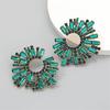 Unique Crystal Sunflower Earrings for Women Large Circle Flower Shape Accessory