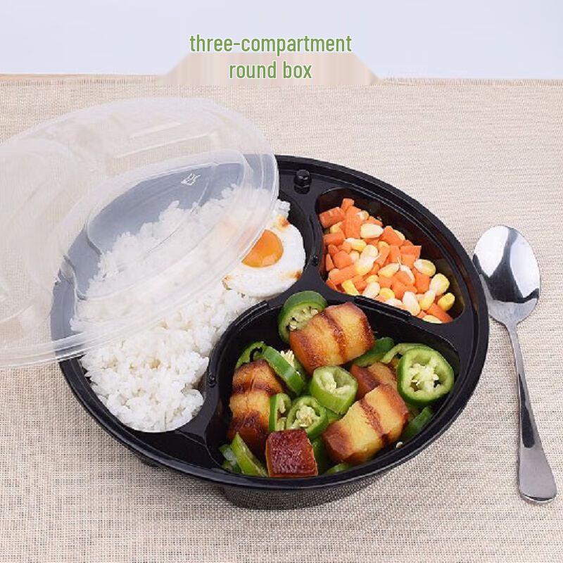 WS 838 Round 3-Compartment Disposable Meal Prep Containers