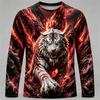 Men's Gothic Dragon Long-Sleeve T-Shirt Fashionable Casual Round-Neck Top Loose-Fitting and Breathable Men's Long-Sleeve Shirt