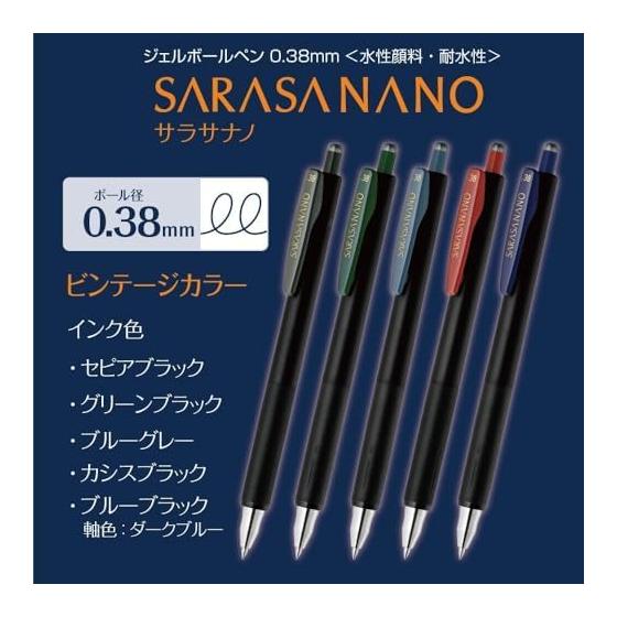 Zebra Sarasa Nano Gel Pen, 0.38mm, 10-Color Set (P-JJX72-10C-AZ) - Crisp Lines Even with Ultra-Fine Tip, Features "Urufwa Cushion" for Smooth