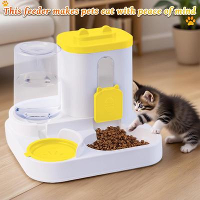 Automatic Cat Feeder And Water 2-in-1 Spill-Proof Pet Feeder Large Capacity Food And Water Dispenser For Vacation Home Cats Dogs