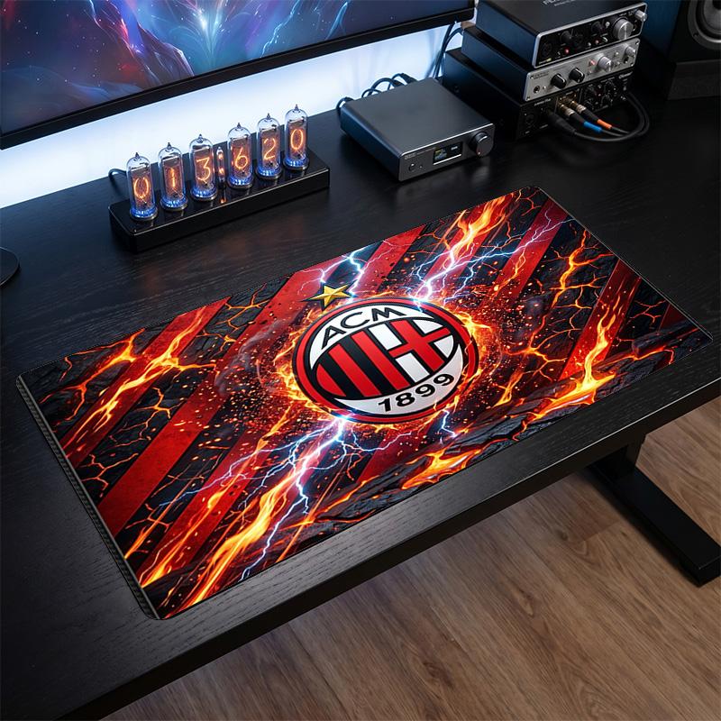 משטח עכבר גדול מודפס AC Milan, משטח שולחן גיימינג מגומי רך מונע החלקה לקישוט משרד, מחשב נייד, מחשב
